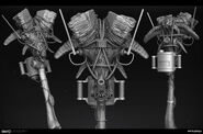 Flaming Barbed Club sculpt (original horn sculpt by Ian Olsen)