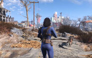 Female Sole Survivor in a Vault 111 jumpsuit