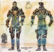 Concept art of the reinforced vault suit by Adam Adamowicz