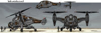 Vertibird concept art featuring a different version of the prototype emblem behind the door on the vertibird