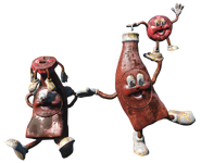 Bottle and Cappy statues