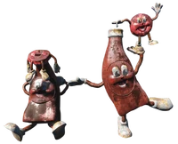 Bottle and Cappy statues