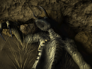 A dead deathclaw from ending