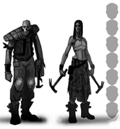 Male and female ghoul concept art.