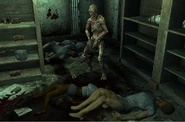 FO3 Tenpenny Tower corpses.jpg (245 КБ) Труп Херберта Дэшвуда в генераторной (в дальнем углу) в случае заселения башни гулями (консоль)