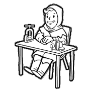 Banco de trabajo en el icono del extra