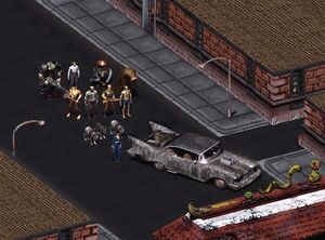 
Da esquerda para a direita - 11 dos 14 companheiros do Fallout 2
Topo: , , , 
Fileira do meio: , , , 
Fileira de baixo: , , 
