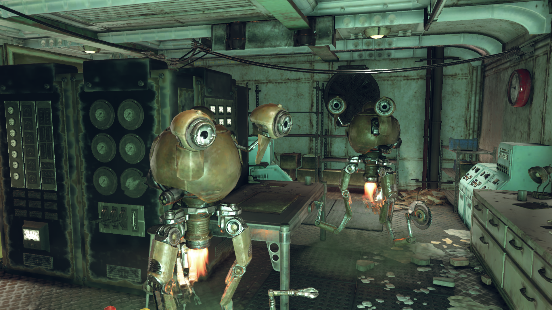 The engineers are a group of Mister Handies at Vault-Tec University in Appa...