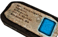 Close up of city name on holotag