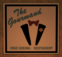 Icon of The Gourmand, note the missing final A in restaurant