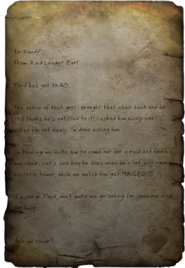 Earl's note to Randy