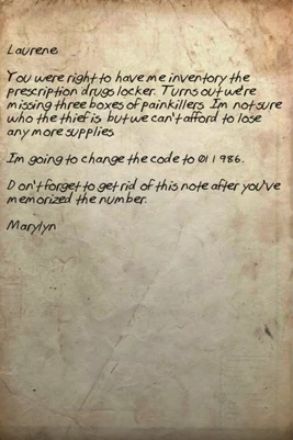 Stolen supplies note