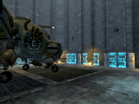 The bunker's interior with vertibird