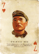 Colonel Hsu depicted on the 7 of Hearts playing card.