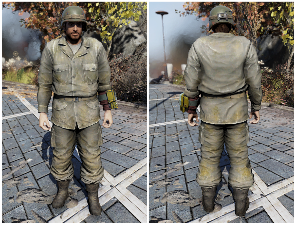 Броня секретной службы. Fallout 76 армейская форма. Фоллаут 76 одежда. Fallout 76 костюм охотника. Фоллаут 76 броня.