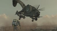 Brotherhood of Steel XVB02 Vertibird landing on mobile base crawler