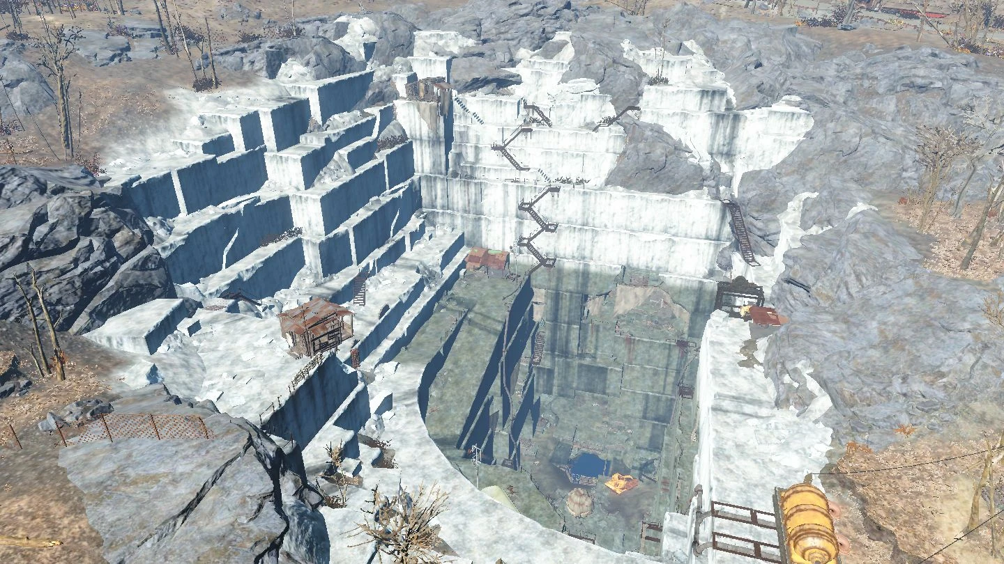 Фоллаут 4 поселения. Fallout 4 концепты. Карьер тикет фоллаут. Карьер фоллаут 4. Затопленный карьер фоллаут 4.