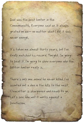 Hunter's journal page