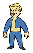 Vault Boy de cuerpo entero.