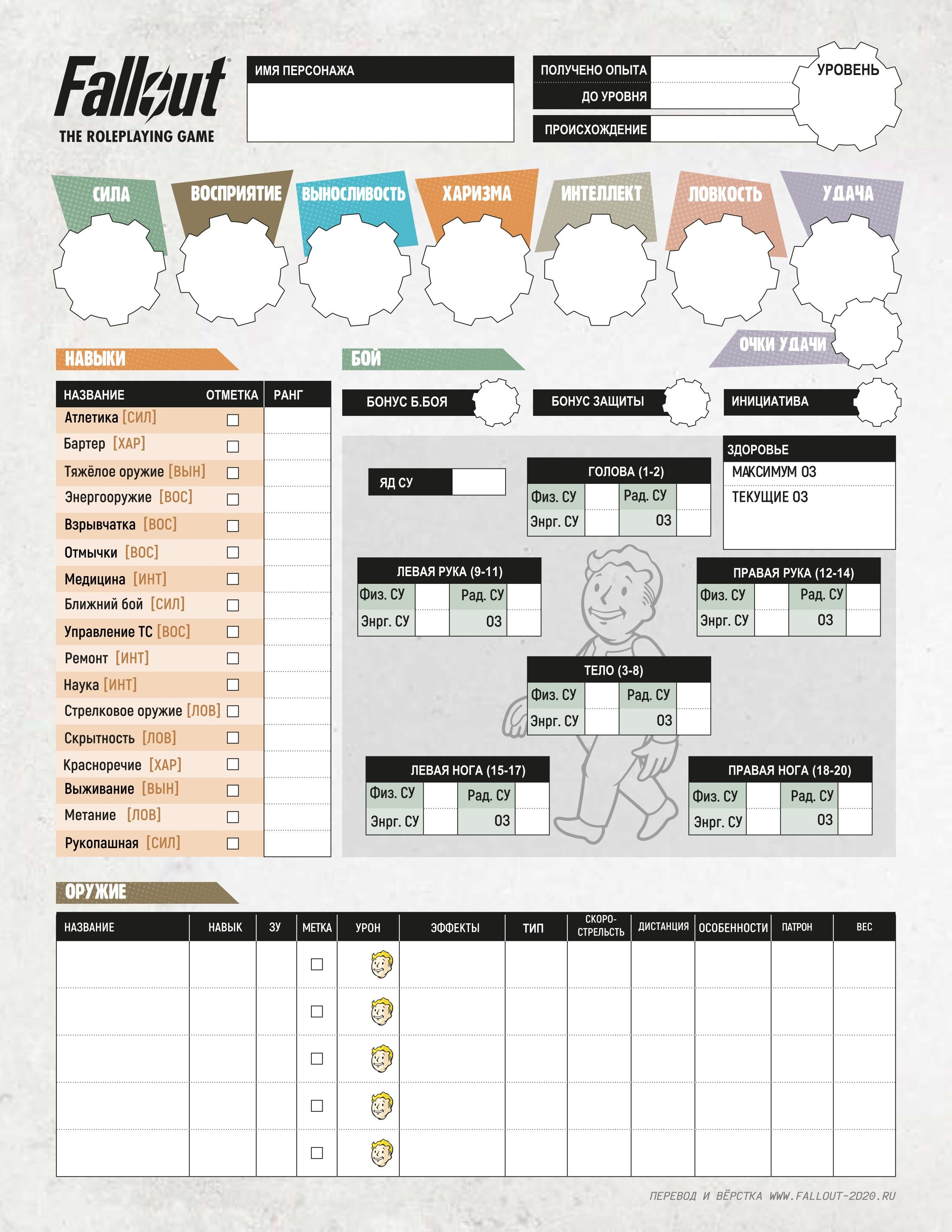 Создание персонажа Fallout: The Roleplaying Game | Убежище | Fandom