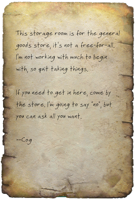 Storage room notice