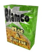 Uma caixa de BlamCo's Mac & Cheese em Fallout 3 e Fallout: New Vegas.