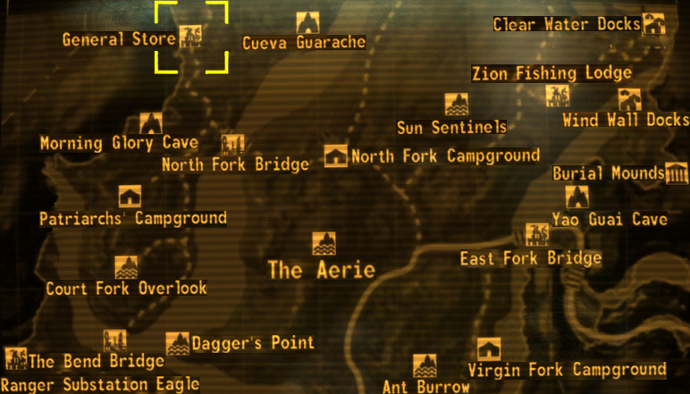 Fallout: New Vegas, Interactive map of Zion Canyon