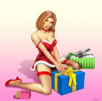 Nadia with presents as part of a calendar for the month of December