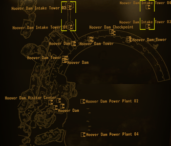 Hoover Dam intake tower map