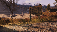 Sign and lake