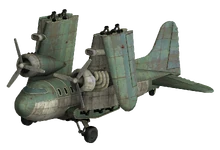 Avion de transport aux ailes repliées