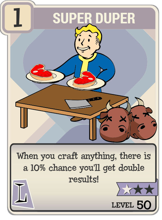 Super Duper is a Luck-based perk in Fallout 76. 