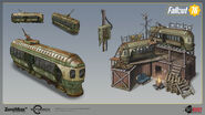 Trolley Car on the left was done by me, the Pittsburg palace on the right was made by Petar Grozdanovic (Nemanja Dojkic concept art).It was inspired by 40s/50s trolley cars. [9]