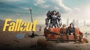 Werbeplakat für Fallout Staffel 2, mit dem Flughafen im Hintergrund