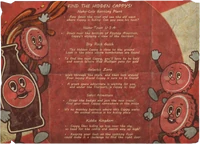 Folleto de concurso de Nuka-World con las pistas