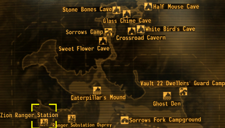 Fallout: New Vegas, Interactive map of Zion Canyon