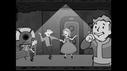 O Vault Boy em um vídeo promocional da Vault-Tec