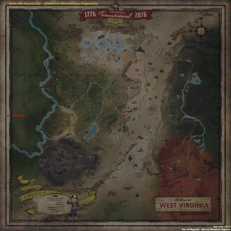 Fallout 76 map pasted on to the exact location in West Virginia. I