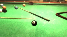 Lucky 8-ball placed on a pool table