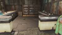 Bottlecap mine near the safe, and a Vault-Tec lunchbox on the counter shelf