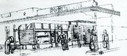 Concept art for a gas station