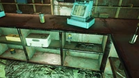 Potential Vault-Tec bobblehead underneath counter inside Red Rocket