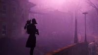A player character wanders the town during the Equinox
