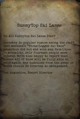 Sunnytop staff memo note