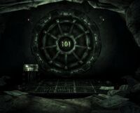 Two cameras on either side of the Vault 101 blast door