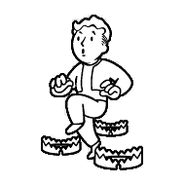 Unused Light Step perk graphic, similar to the one used in the first two Fallout games. The version in Fallout 3 uses landmines instead of beartraps