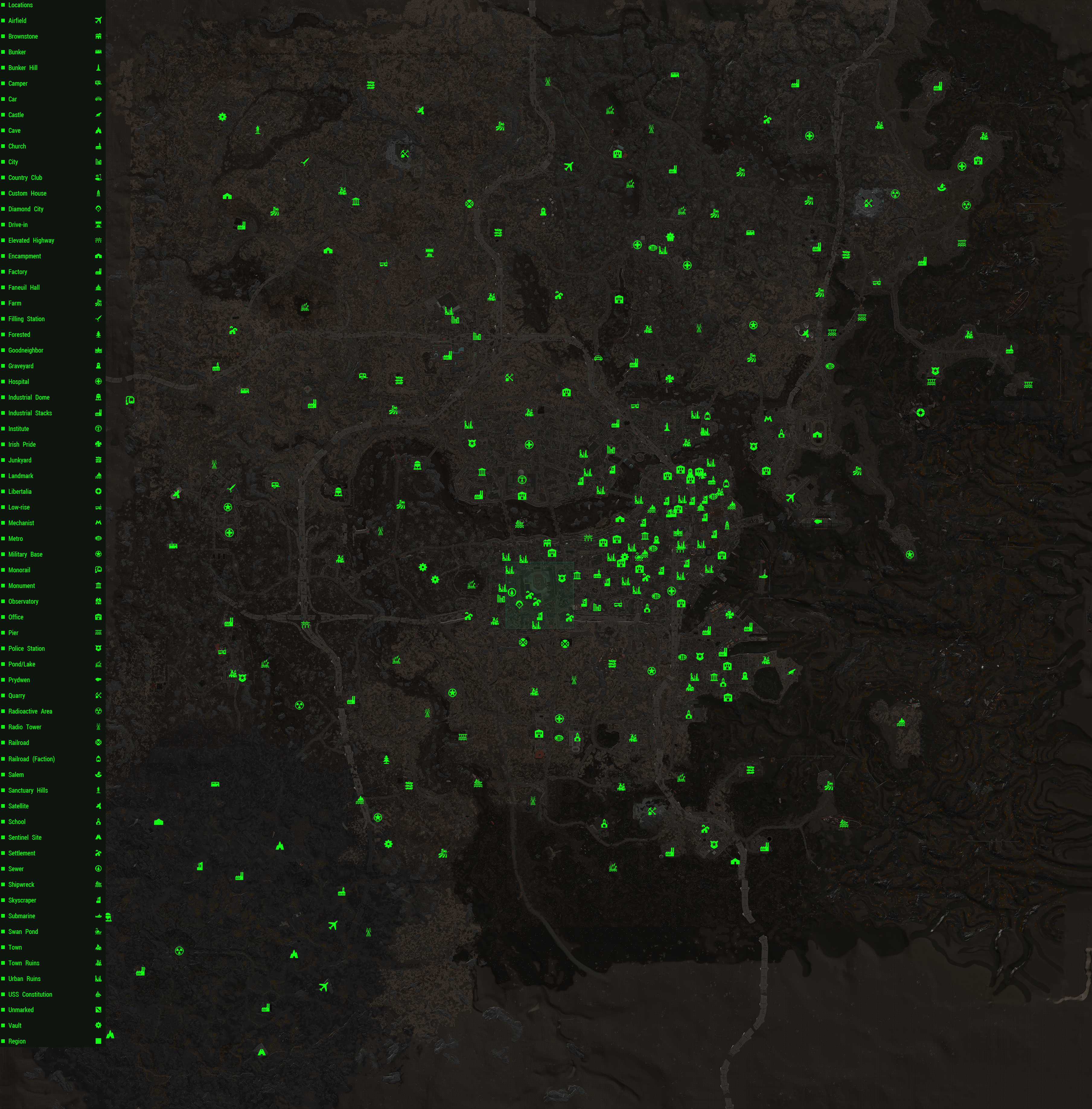 карта fallout 4 со всеми локациями фото 13