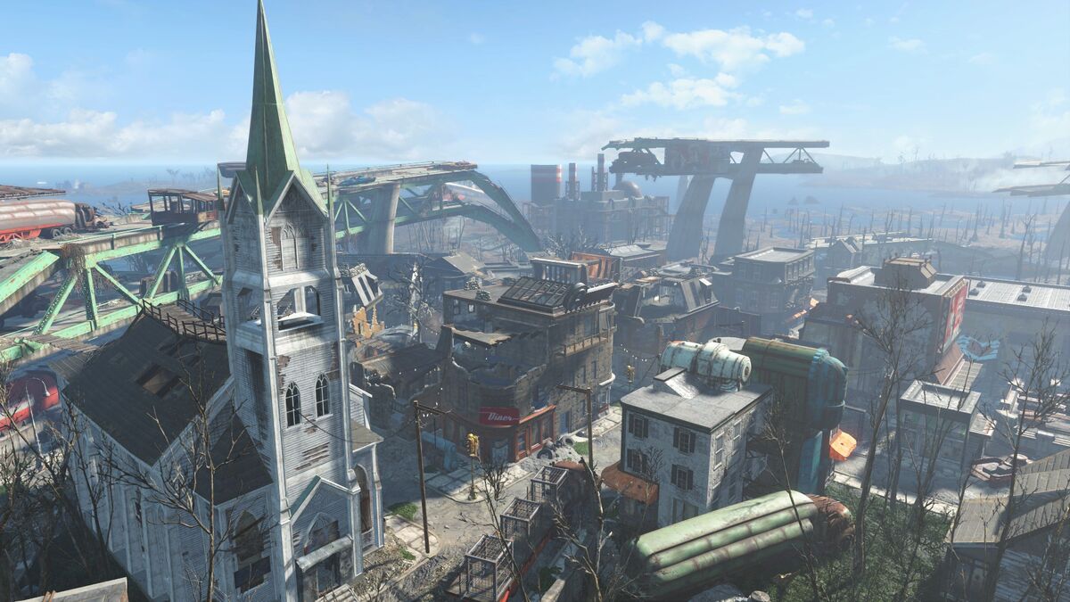 Fallout 4 карьеры квинси. Квинси fallout 4. Руины квинси fallout 4 мастерская. Руины куинси fallout 4. Руины квинси и где фоллаут 4.