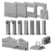 Vault gear door, console, walls, and supports