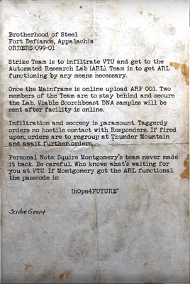 Mission 099-01 orders